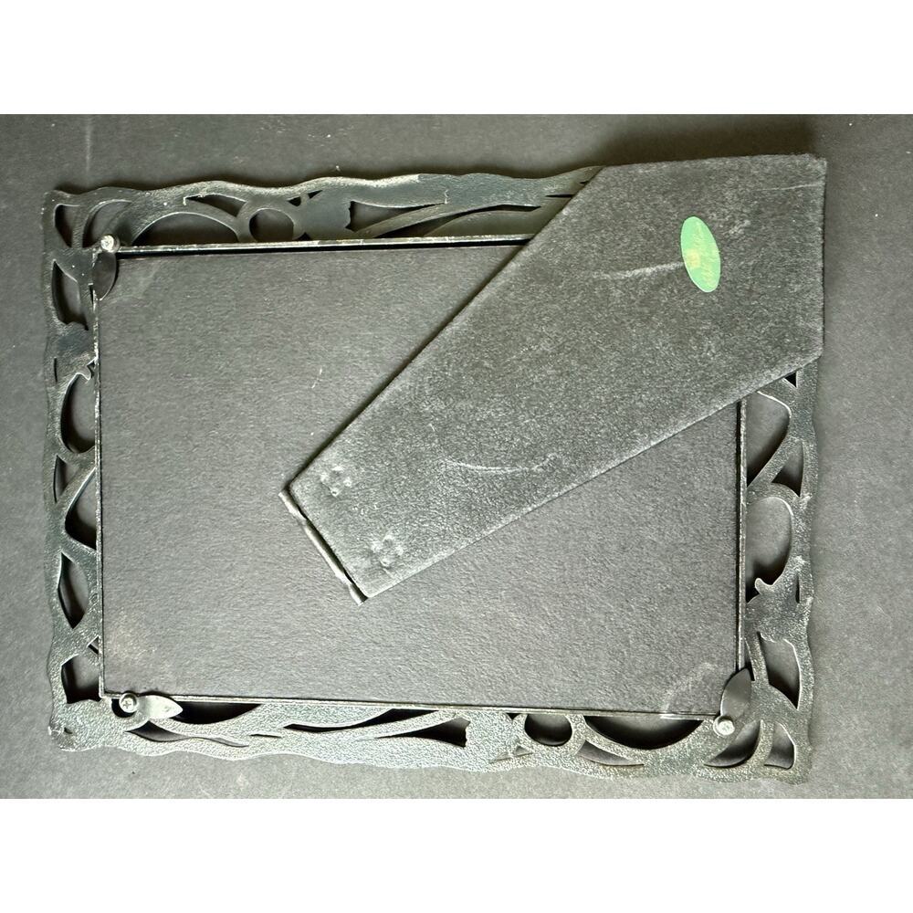 Vtg 5x7 Pewter Tone Metal Picture Frame Ornate Scroll Filigree Easel Back - Picture 8 of 9